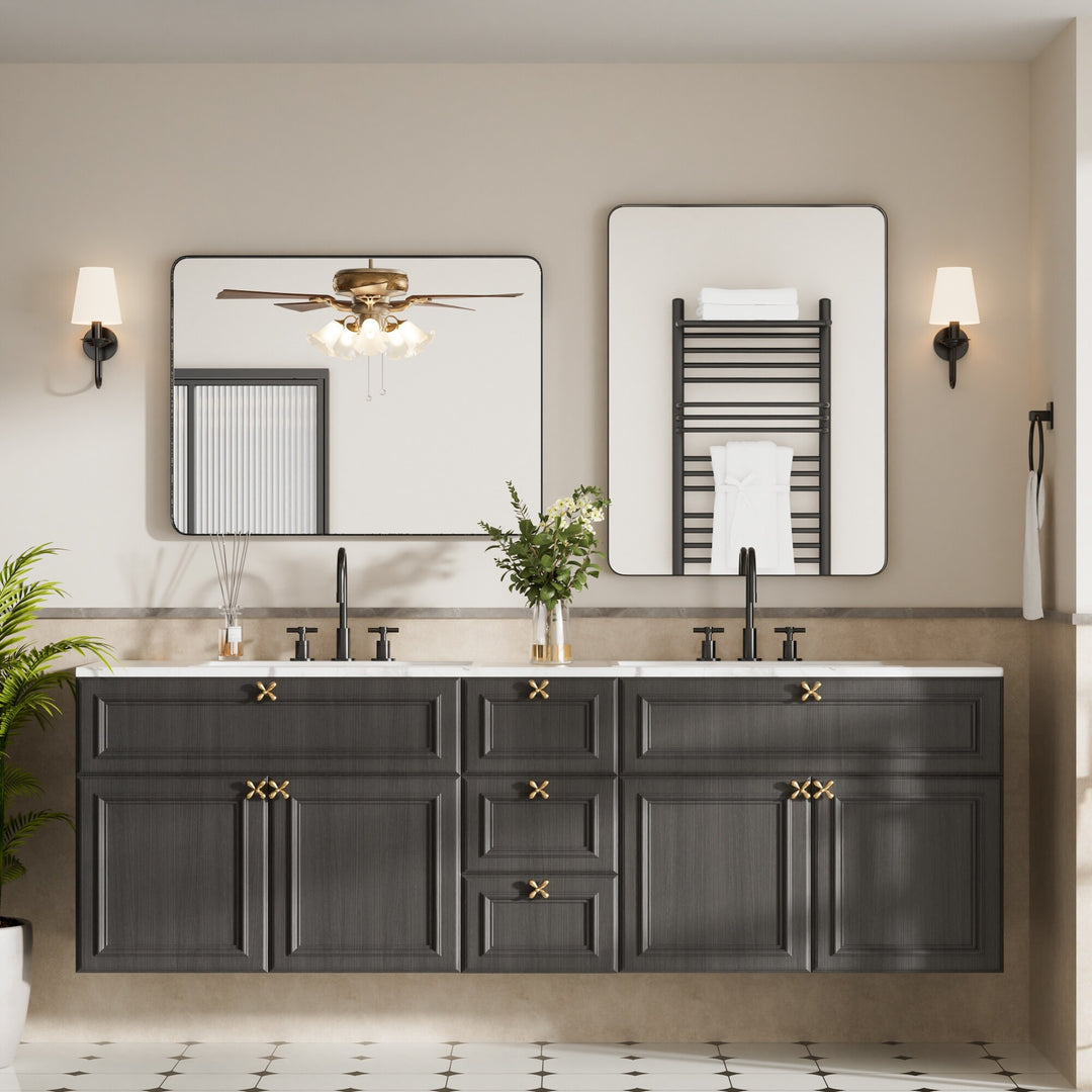 Modern Rounded Rectangle Metal Frame Wall Mirror
