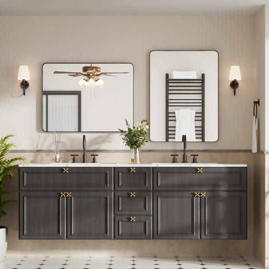 Modern Rounded Rectangle Metal Frame Wall Mirror