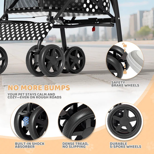 Pet Stoller Dog Cat Stoller Comfortable Lightweight Stroller with Adjustable Canopy