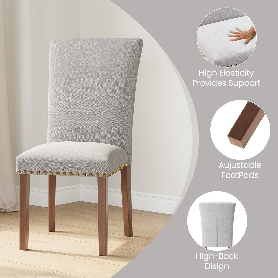 RENEWLINE Dining Chairs, Fabric with Nailhead Trim and Wood Legs