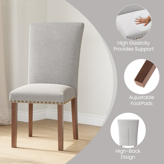 RENEWLINE Dining Chairs, Fabric with Nailhead Trim and Wood Legs