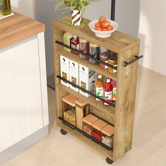 Slim Storage Cart, Rolling Narrow Kitchen Cart on Wheels