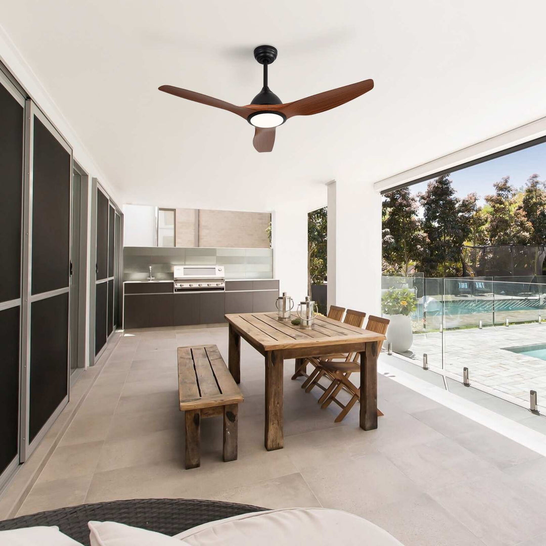 Sofucor 42"/48"/ 52"/60"Noiseless Walnut Wood Ceiling Fan with Remote Control, Integrated Light Optional