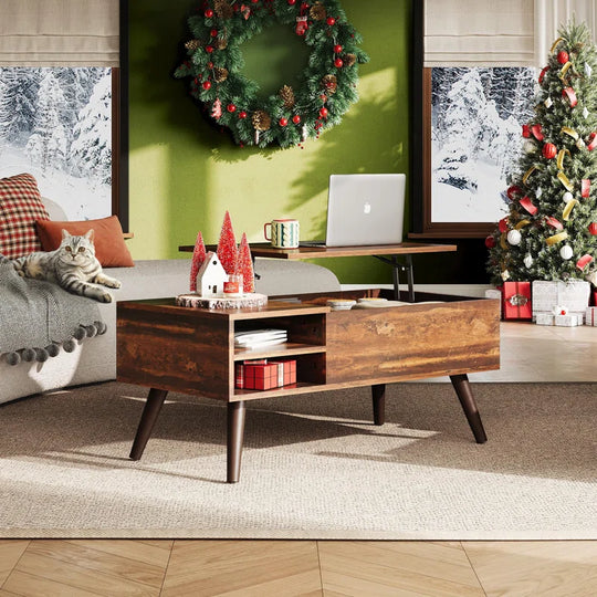 Aravis Lift Top Coffee Table with Storage for Living Room,With Adjustable Shelf, Wood