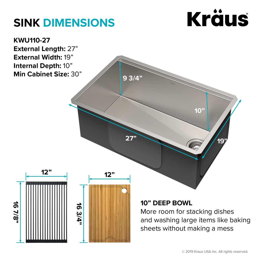 Kore Workstation Undermount Stainless Steel Kitchen Sink