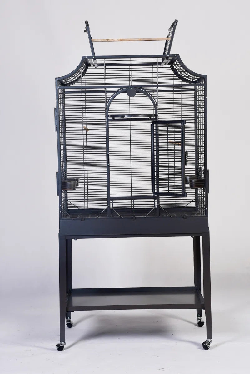 Charlonda 63'' Iron Victorian Top Flight Cage with Wheels