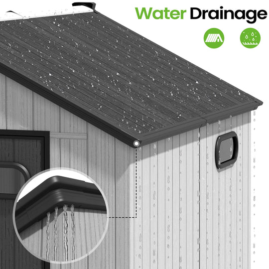 8X8/8X10/8X12 FT All-Weather Outdoor Resin Lockable Storage Shed with Windows Floor for Patio Furniture and Tools