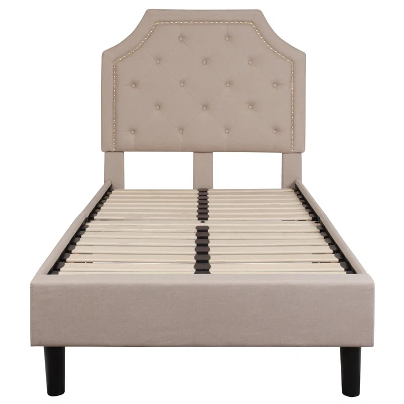 Aluino Arched Button Tufted Upholstered Platform Bed Frame - No Box Spring Required