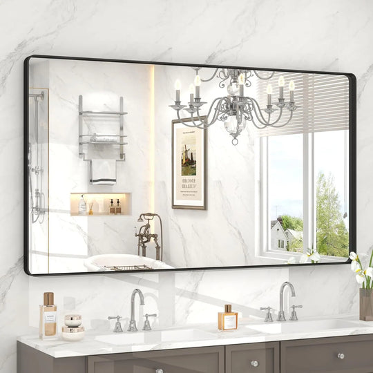 Aluminum Alloy Framed Tempered Glass Wall Decor Vanity Bathroom Mirror