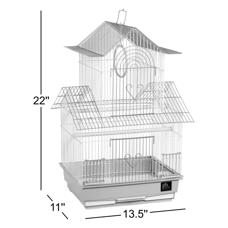 Higbee 22'' Plastic Pointed Top Hanging Bird Cage with Perch