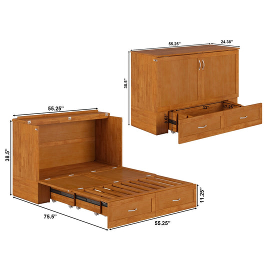 Hamilton Murphy Bed Chest with Mattress and Storage Drawer