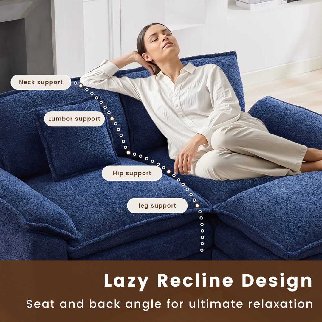 Modular Chenille Sectional Sofa with Ottomans, Deep Seat, Wide Padded Armrests, 2-Seat / 3-Seat / 4-Seat Options