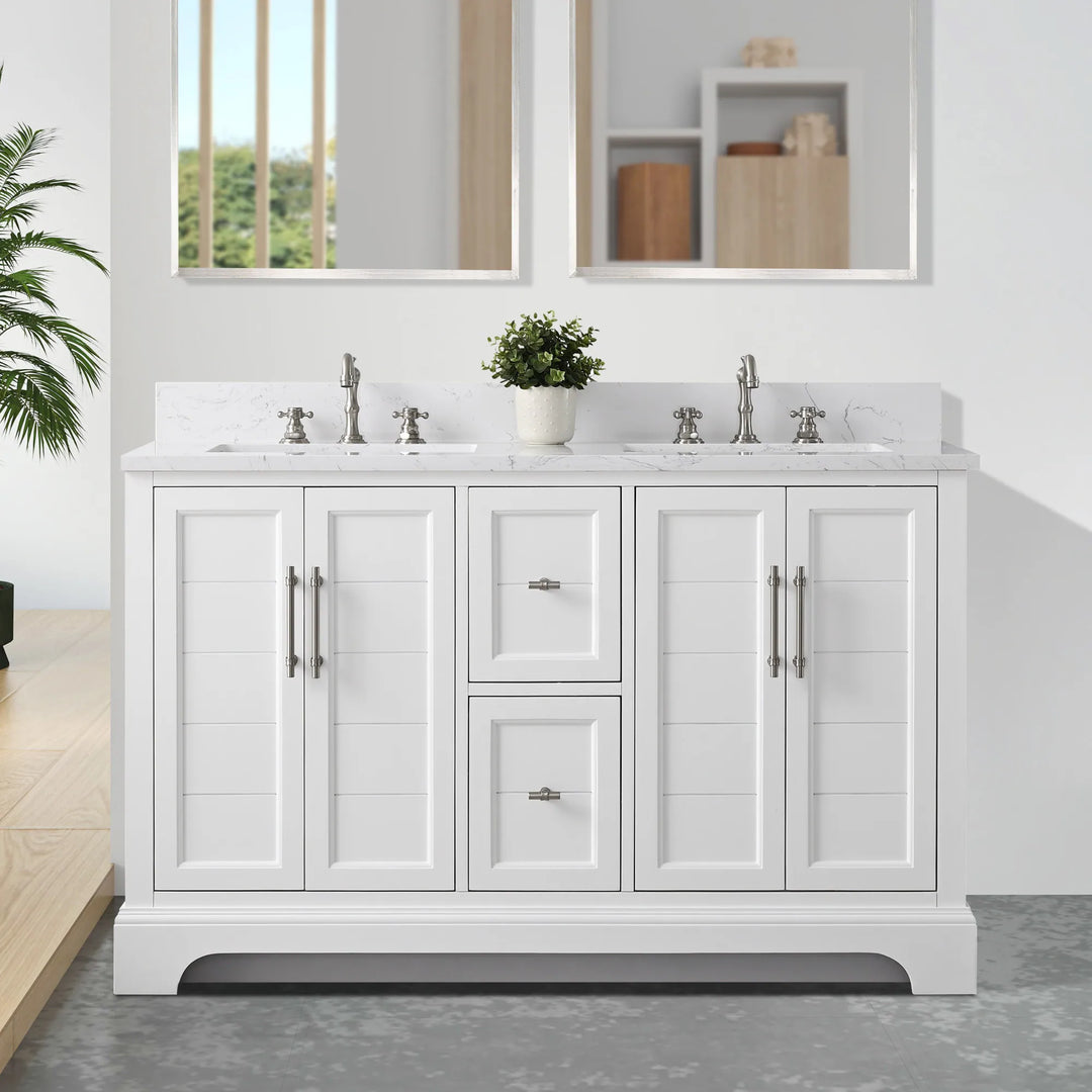 54" Double Sink Bathroom Vanity with Top & Backsplash