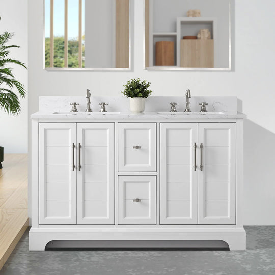 54" Double Sink Bathroom Vanity with Top & Backsplash