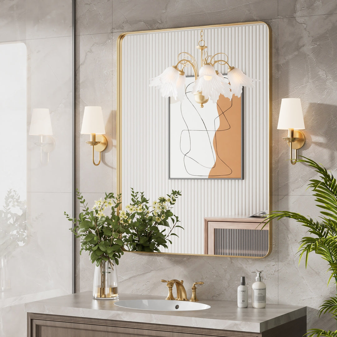 Modern Rounded Rectangle Metal Frame Wall Mirror