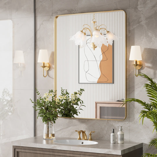 Modern Rounded Rectangle Metal Frame Wall Mirror