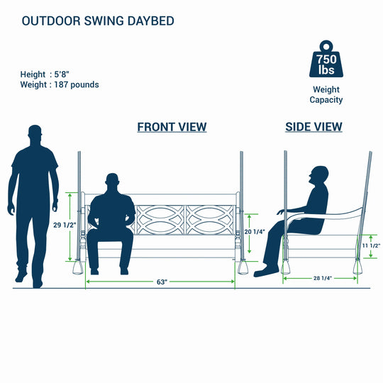 Renley Wood Outdoor Porch Swing Daybed with Cushion