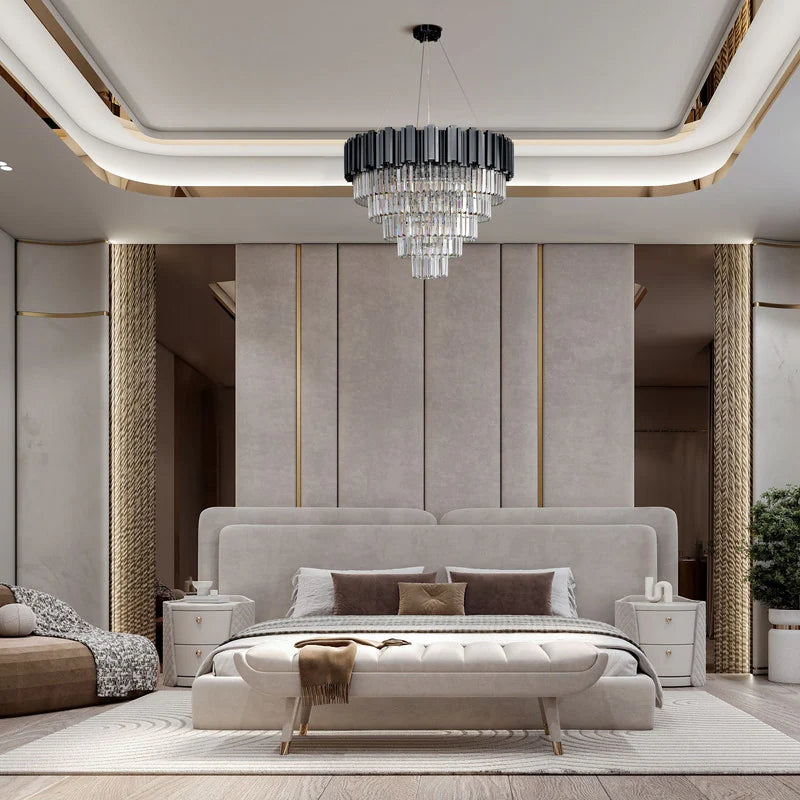Large Crystal Chandelier - 35.4"Modern 6-Tier 17-Light Chrome Ceiling Light, Luxury K9 Crystal