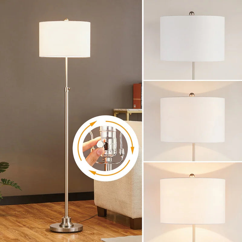 63.5" Standard Adjustable Floor Lamp with Fabric Linen Shade