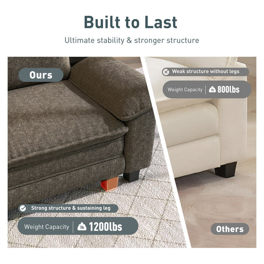 Cloud Modular Deep Seat Sofa, Chenille or Corduroy Sectional Couch with Removable Arms, 1–4 Seater