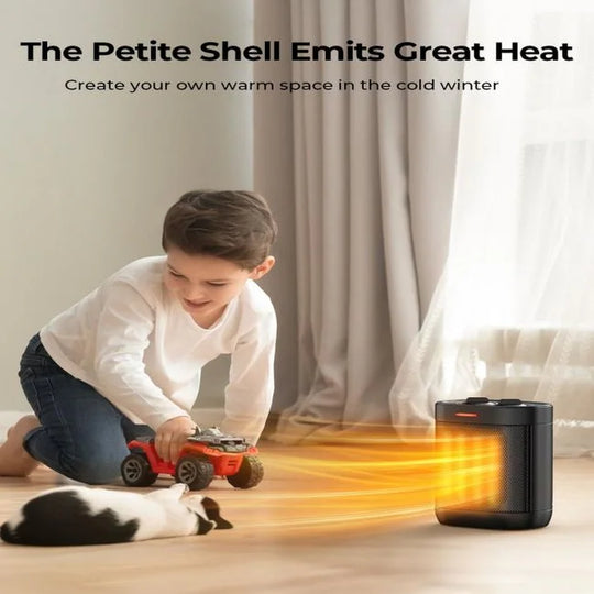 Small Space Heater for Indoor Use, PTC Electric Heater for Bedroom, 1000W Fast Heating with Thermostat