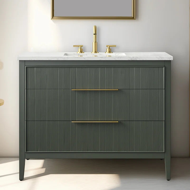 Bilroy Egremt 42'' Single Bathroom Vanity with Engineered Stone Top