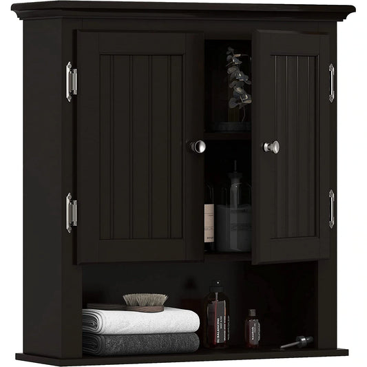 Bathroom Cabinet Wall Mounted, Wood Hanging Cabinet, Wall Cabinets with Doors and Shelves over the Toilet for Bathroom