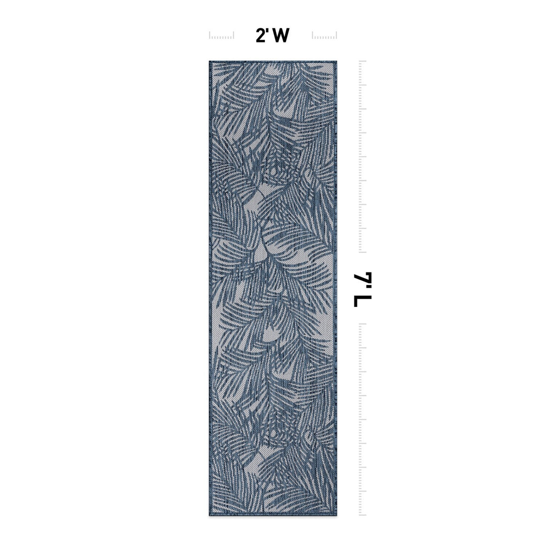 Contemporary Palm Leaf Textured Flat Weave Indoor/Outdoor Area Rug