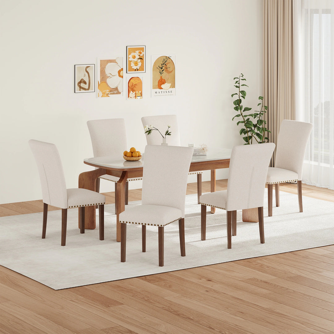 RENEWLINE Dining Chairs, Fabric with Nailhead Trim and Wood Legs