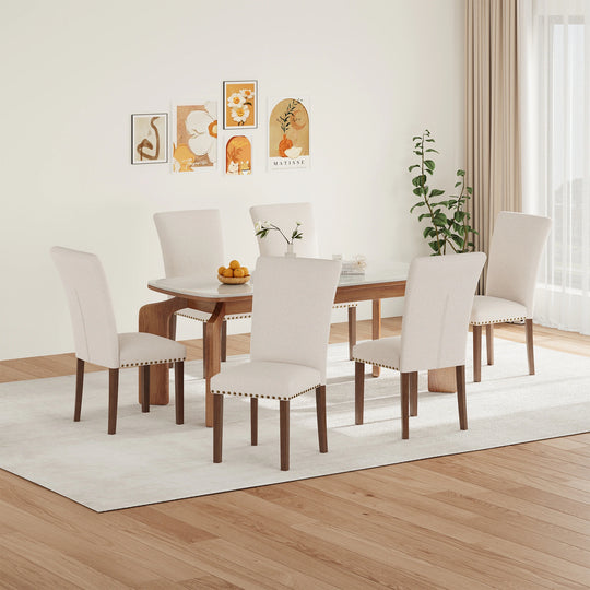 RENEWLINE Dining Chairs, Fabric with Nailhead Trim and Wood Legs