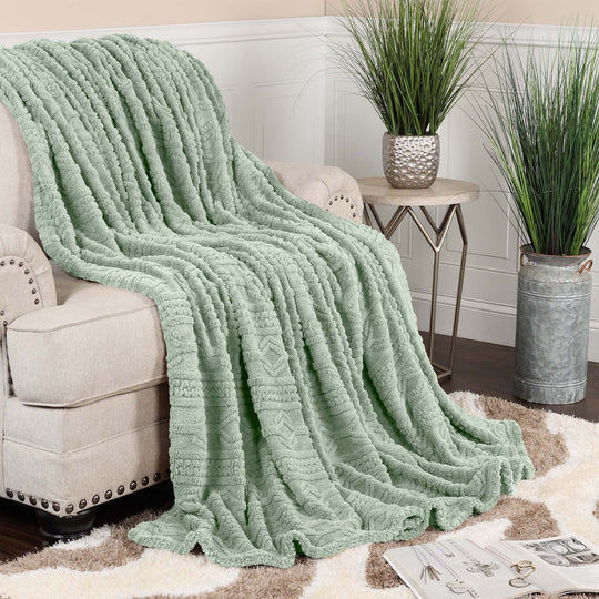 Arctic Boho Jacquard Plush Fluffy Fleece Blanket
