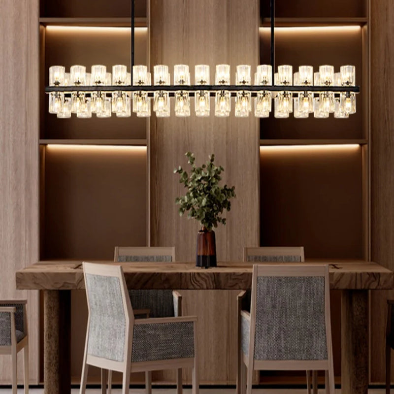 Wagon Wheel Chandelier with Crystal Shade