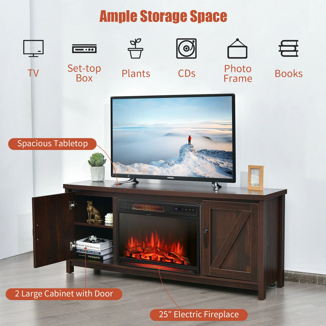 59'' Fireplace TV Stand W/ 25'' 1350W Electric Fireplace Heater