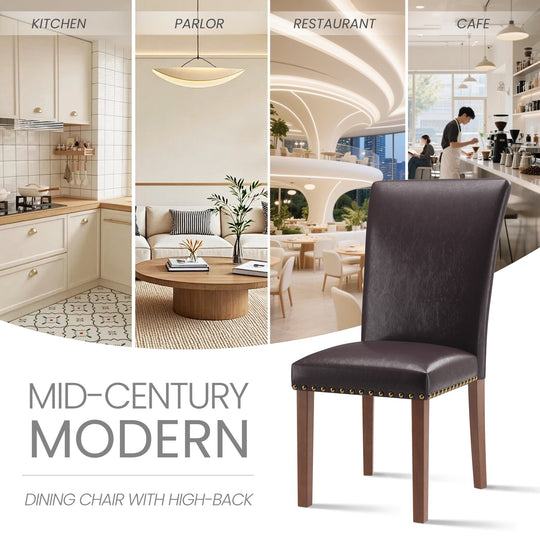 RENEWLINE Dining Chairs, Fabric with Nailhead Trim and Wood Legs