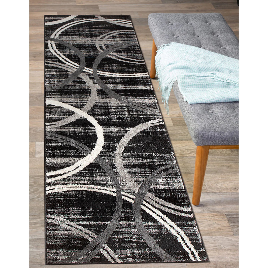 Contemporary Abstract Circles Design Area Rug