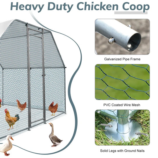 Large Metal Chicken Coop with Rain Cover