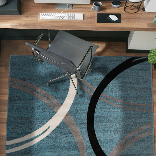 Contemporary Abstract Circles Design Area Rug