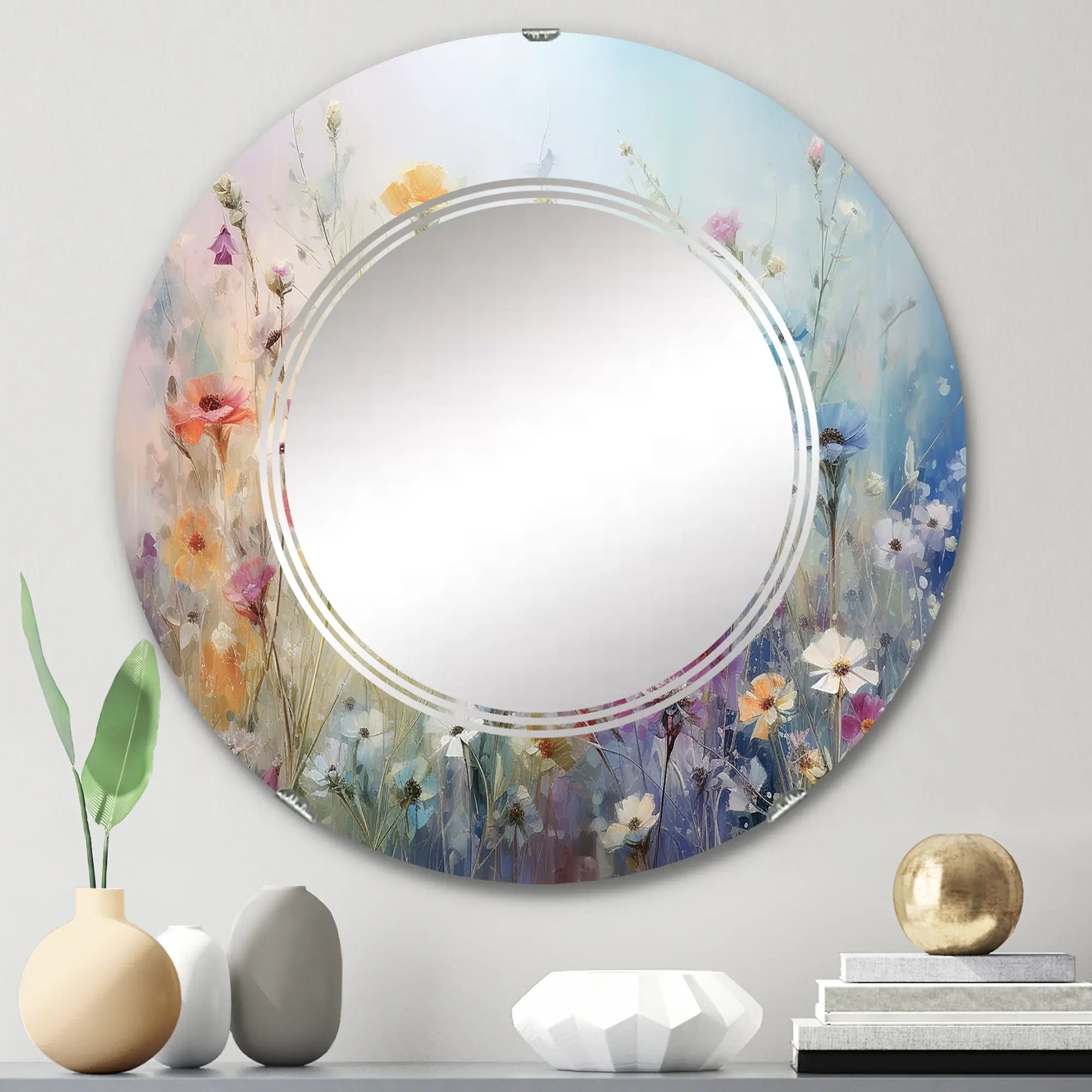 Designart "Wildflowers Blossoming Dreams" Floral Modern Wall Mirror