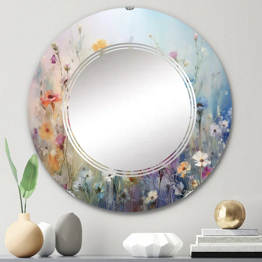 Designart "Wildflowers Blossoming Dreams" Floral Modern Wall Mirror