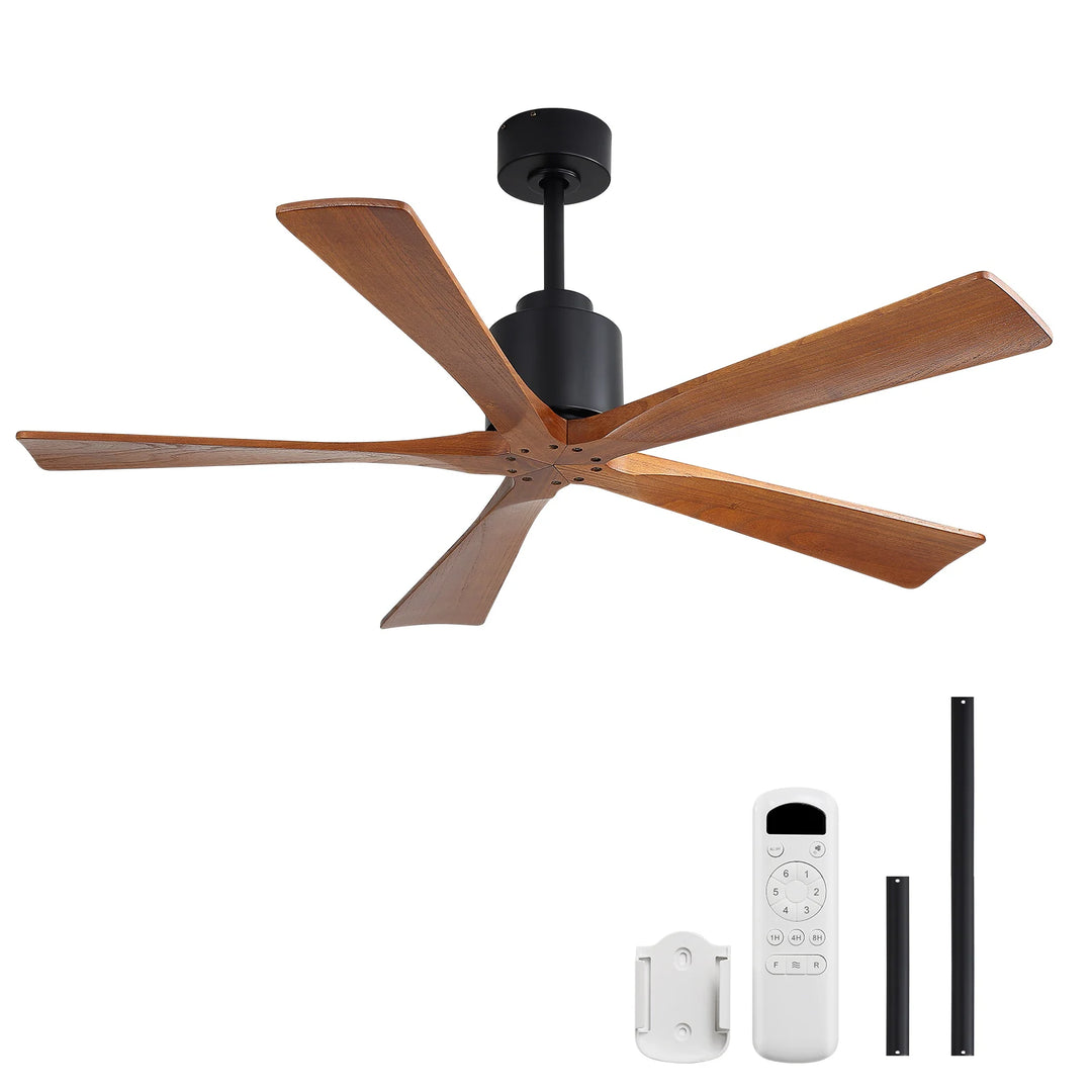 Sofucor 42"/48"/ 52"/60"Noiseless Walnut Wood Ceiling Fan with Remote Control, Integrated Light Optional