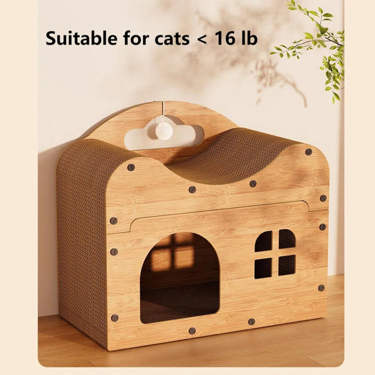2 in 1 Double Layer Cat Scratcher Lounge Bed with Play Balls