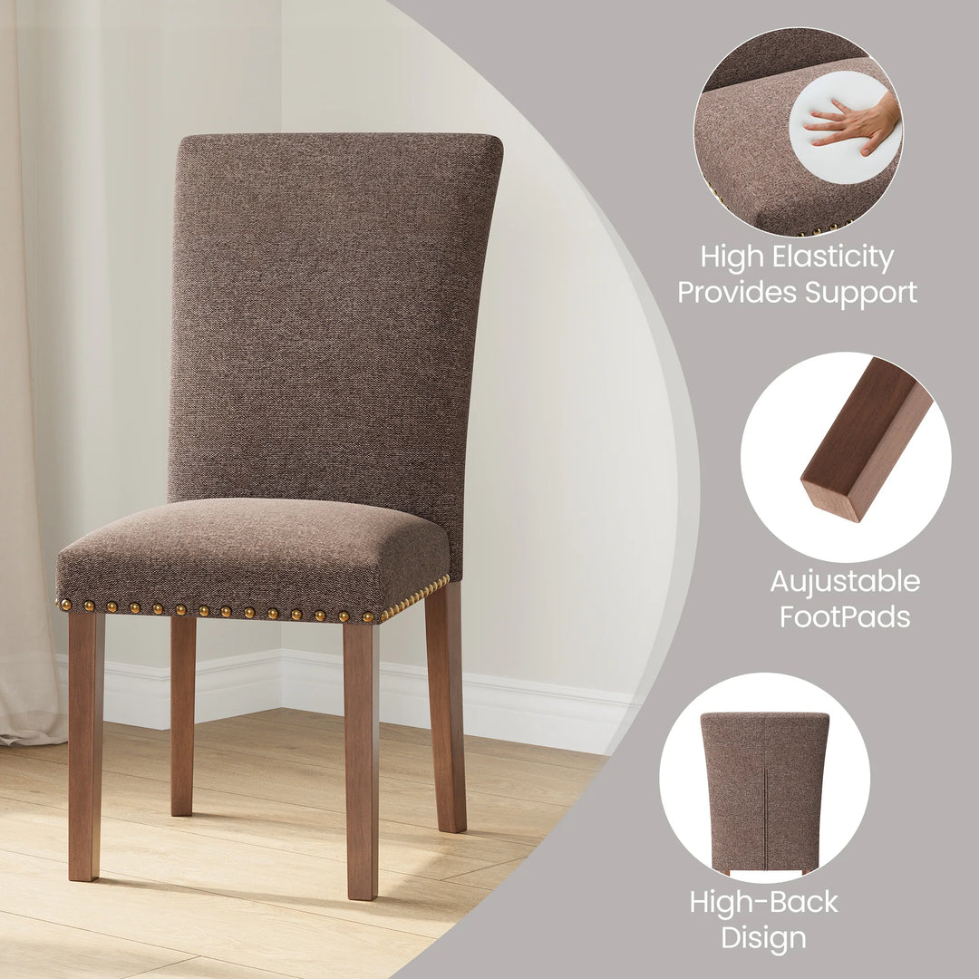 RENEWLINE Dining Chairs, Fabric with Nailhead Trim and Wood Legs
