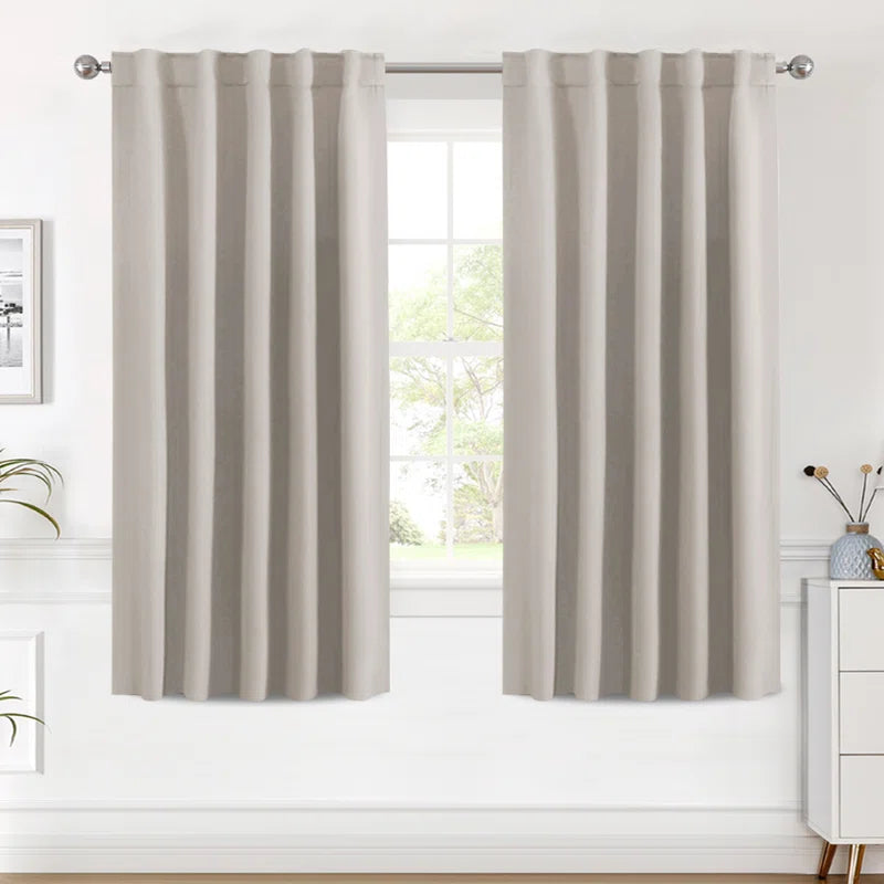 Blackout Solid Back Tab/Rod Pocket Bedroom Draperies Thermal Insulated Window Treatment Panels Room Darkening Blackout Drapes for Living Room