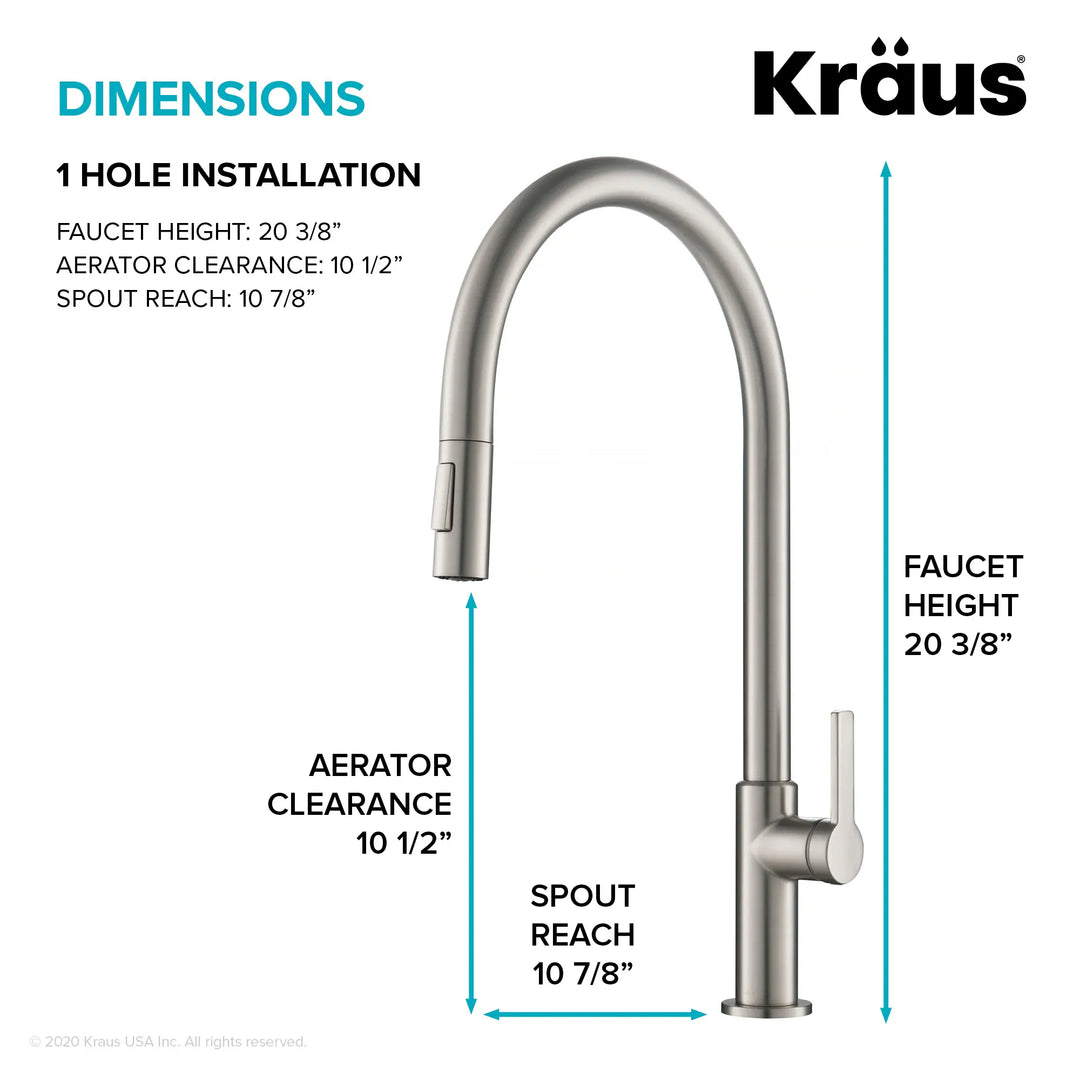 2-Function 1-Handle 1-Hole Pulldown Sprayer Brass Kitchen Faucet