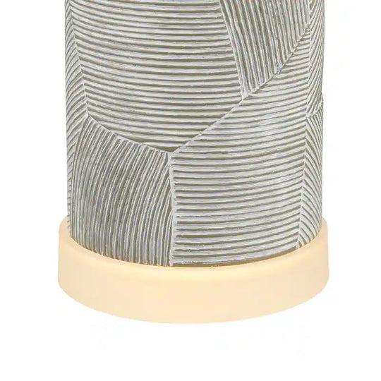23.25 Inch Grey with Distressed White Table Lamp Set with Bulbs