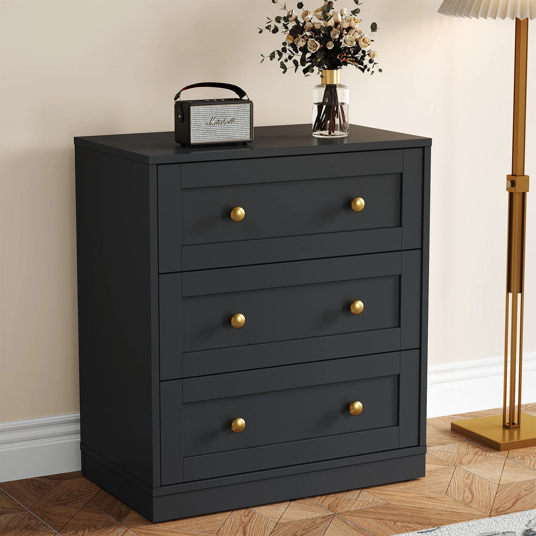 Set of 2 Modern Nightstands with 3 Drawers