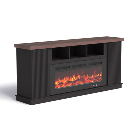 70" TV Stand with Electric Fireplace Heater, Media Entertainment Center Console for Tvs up to 80" with Storage Cabinet