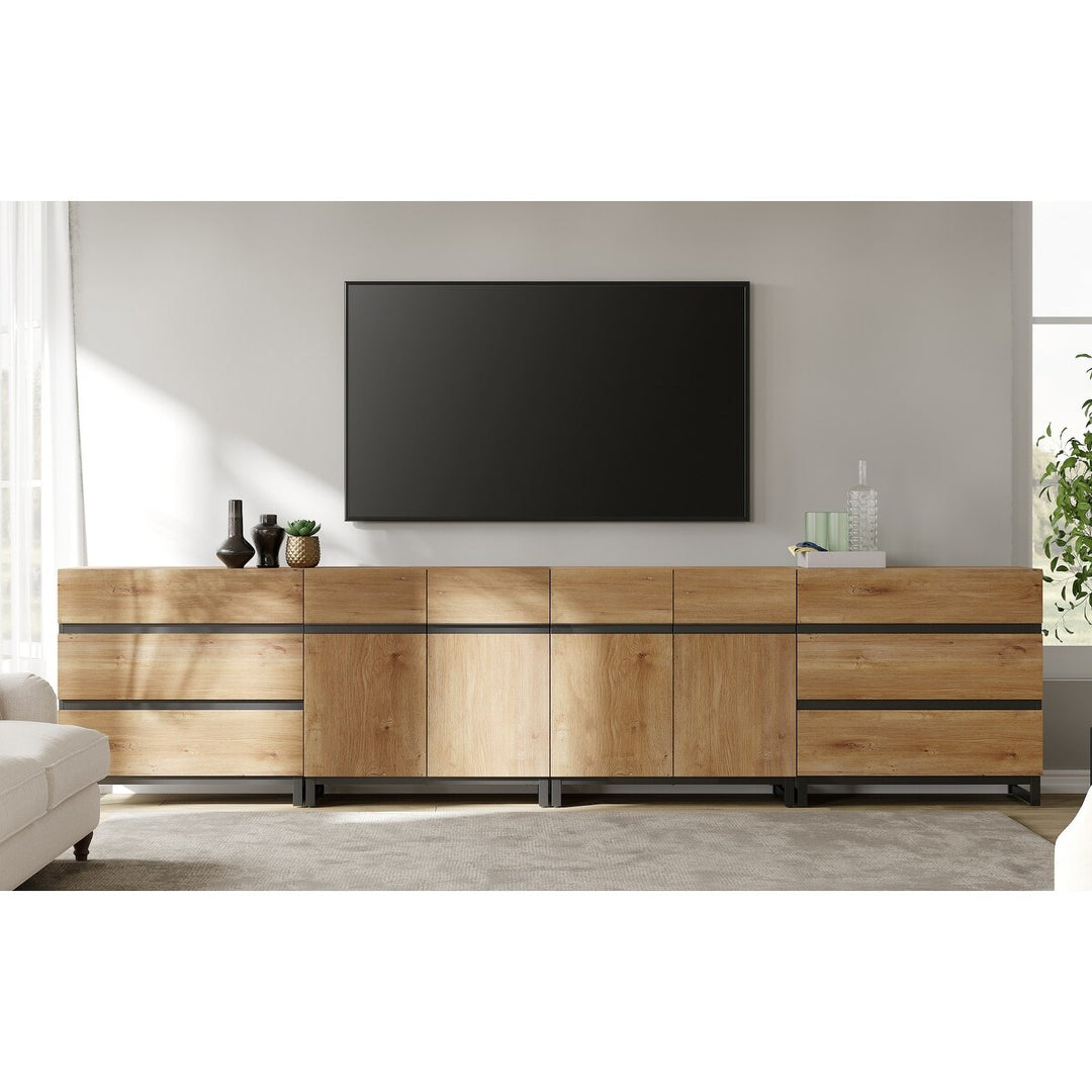 Modern TV Stand for Tvs up to 120 Inches, 4-In-1 Media Console with 6 Drawers and Adjustable Shelves, Entertainment Center