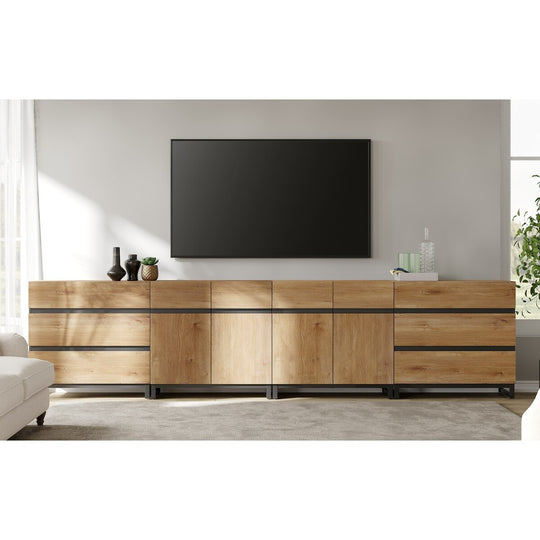 Modern TV Stand for Tvs up to 120 Inches, 4-In-1 Media Console with 6 Drawers and Adjustable Shelves, Entertainment Center