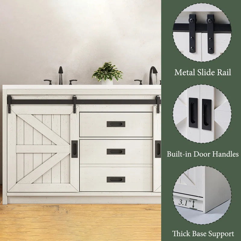 Chimira 60" Double Sink Bathroom Vanity with Sink Combo Set with 2 Drawers & Doors